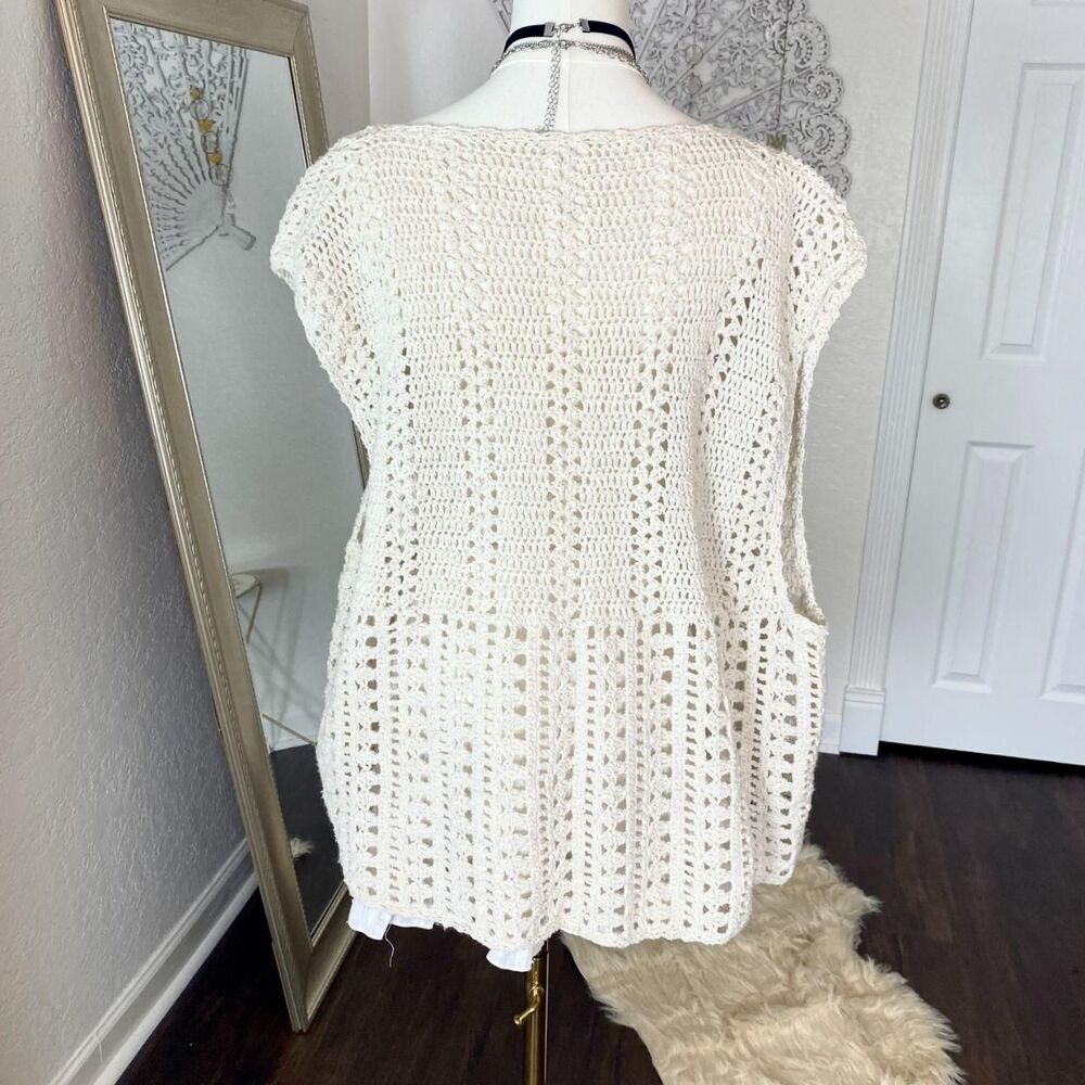 BOHO inspired Cream Crochet Openwork Knit Vest- may be hand made - Picture 7 of 16